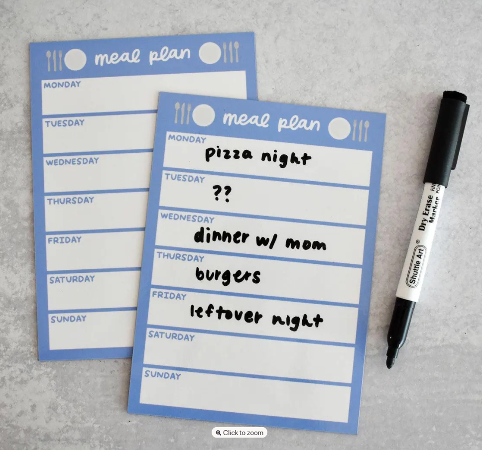 Meal Plan Magnet for Fridge ($15)