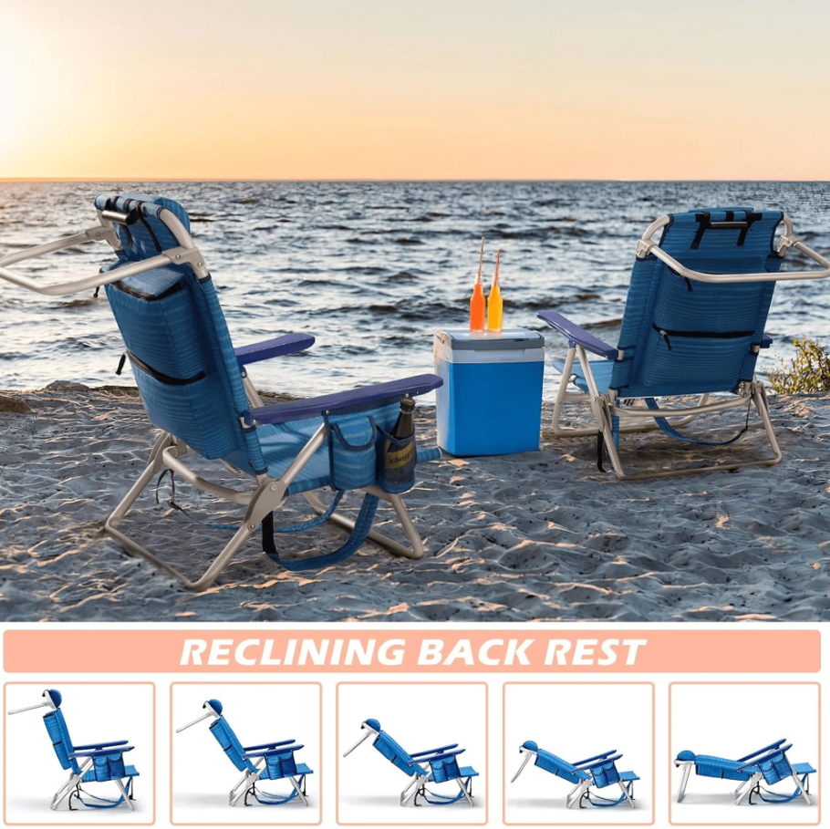 2pc Backpack Beach Chairs w/ Cup Holder and Towel Rack ($160)