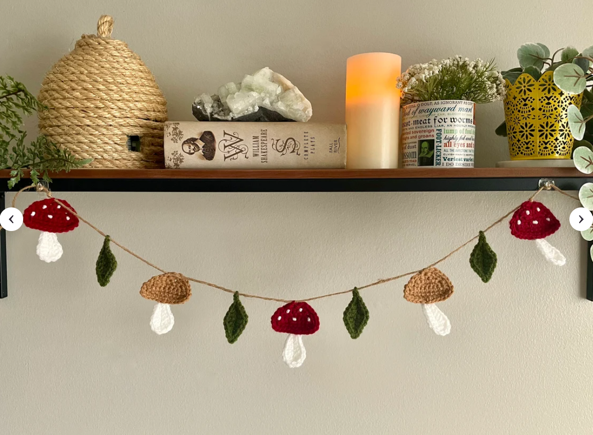 Crochet Mushroom Garland ($40)